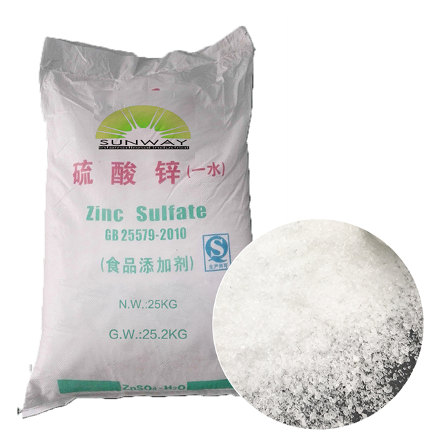  Sulfato de zinco Mono grau alimentício Líquido 25kg/saco 33%-35% Fertilizante em pó Fabricante Grau de ração
