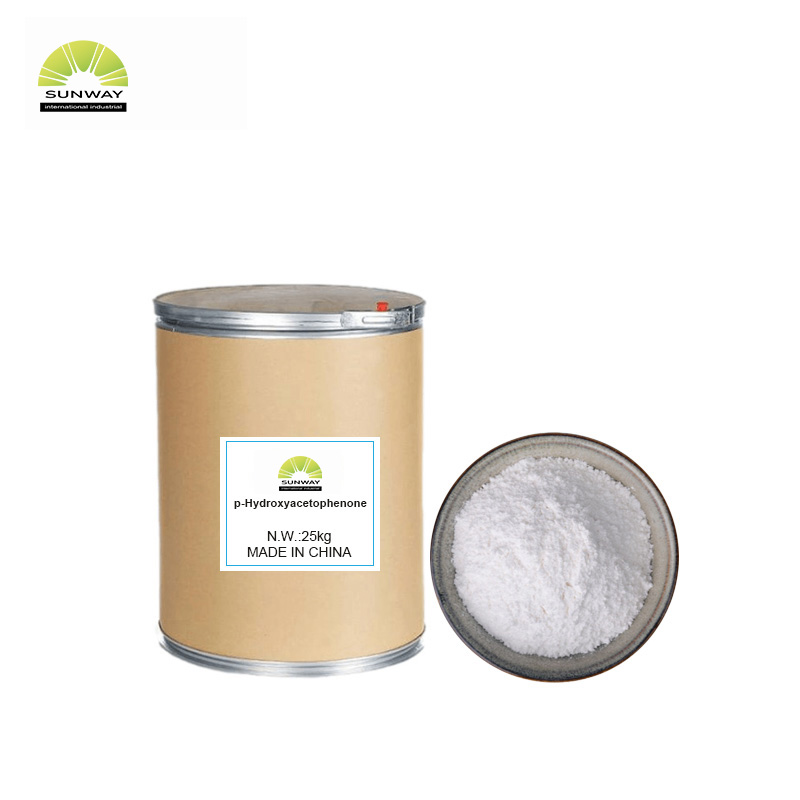 Pó cristalino esbranquiçado de hidroxiacetofenona, conservante de grau cosmético com 99% de pureza, para detergente de roupa.