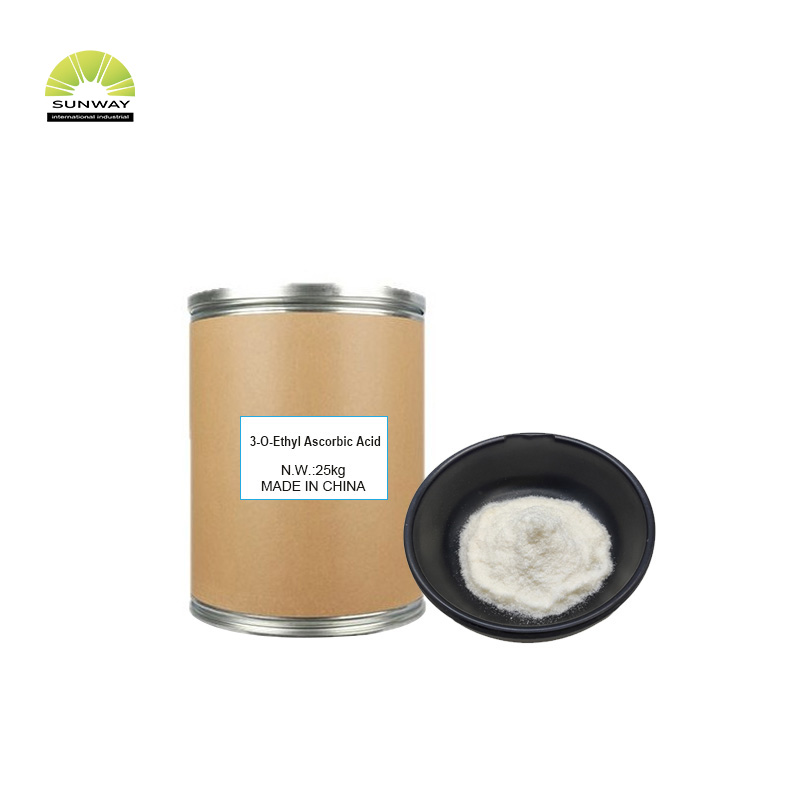 Matérias-primas cosméticas para clareamento da pele: Ácido 3-O-etil ascórbico Vce 99,98% em pó para produtos clareadores.