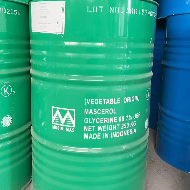 Hidratante de poliol de alta qualidade e grau industrial, com 99,7% de glicerina, para produtos de higiene pessoal.