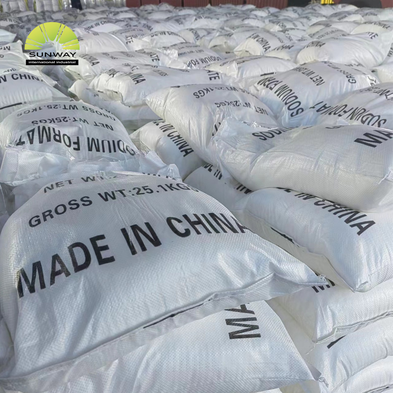 Formiato de sódio de grau industrial com 98% de pureza.